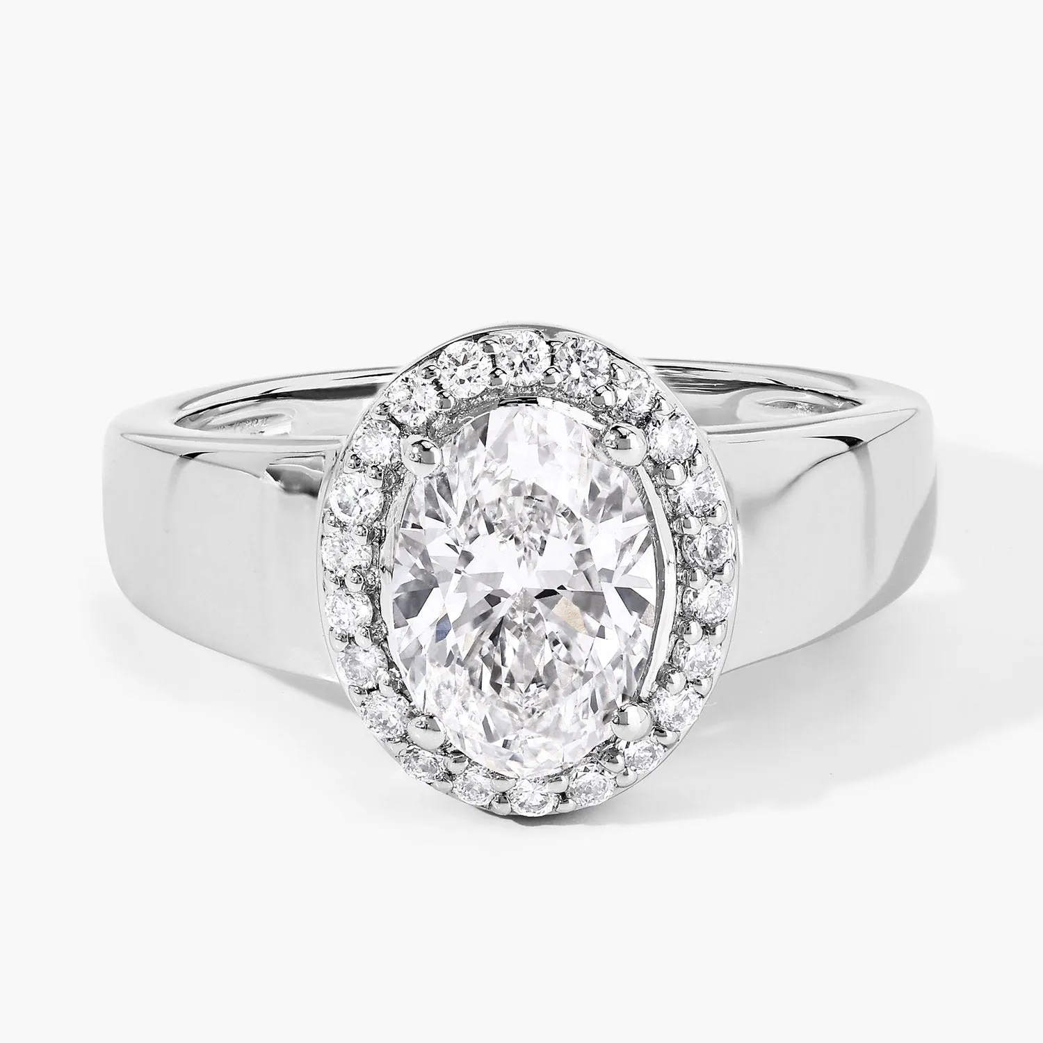 1.80 Ct Oval Lab Grown Diamond Prong Thick Band Platinum Halo Bridal Ring sold by Zulily product image thumbnail 5