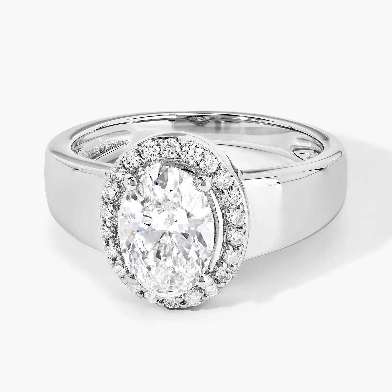 1.80 Ct Oval Lab Grown Diamond Prong Thick Band Platinum Halo Bridal Ring sold by Zulily product image thumbnail 2