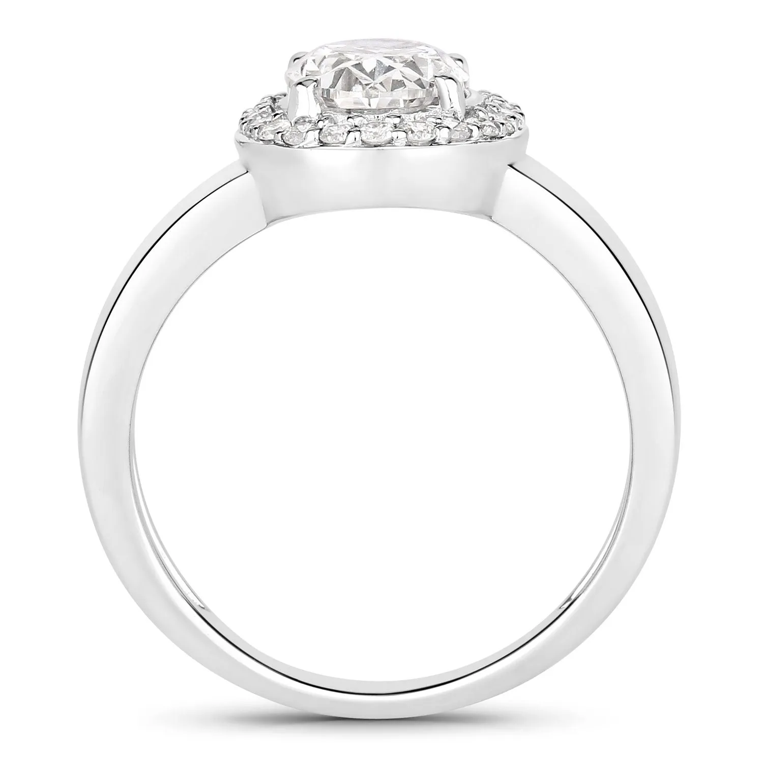 1.80 Ct Oval Lab Grown Diamond Prong Thick Band Platinum Halo Bridal Ring sold by Zulily product image thumbnail 3