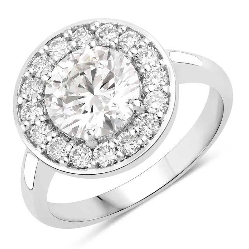 2.48 Ct Round Lab Grown Diamond Prong Platinum Halo Bridal Ring made by Zulily