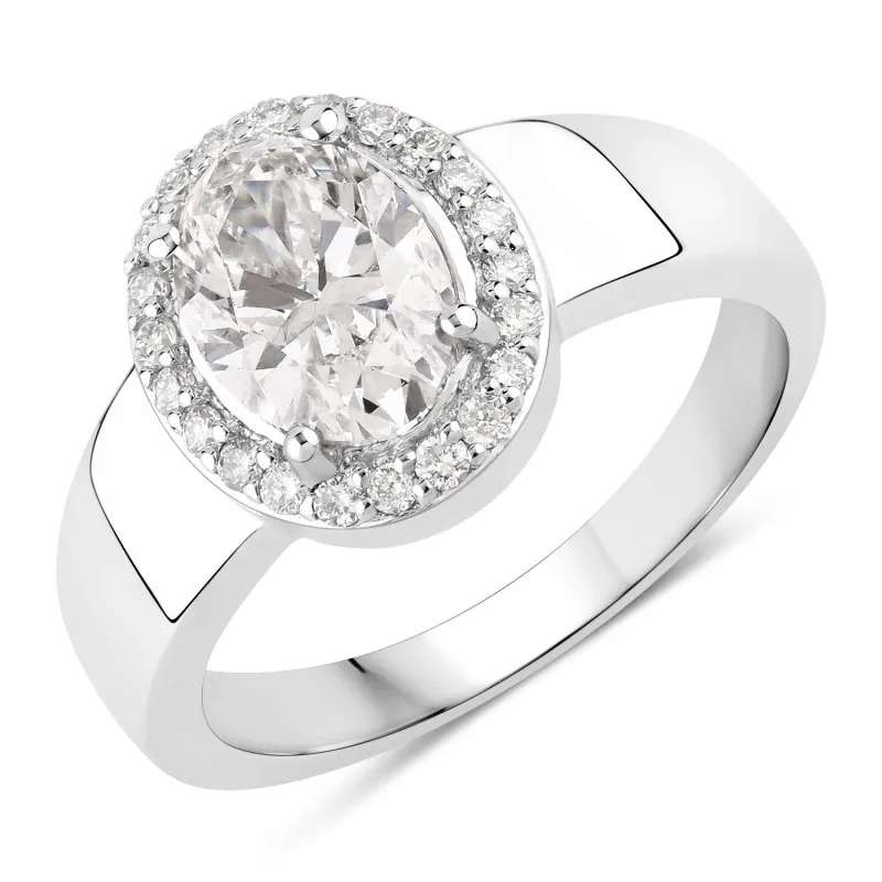 1.80 Ct Oval Lab Grown Diamond Thick Band Platinum Halo Bridal Ring made by Zulily