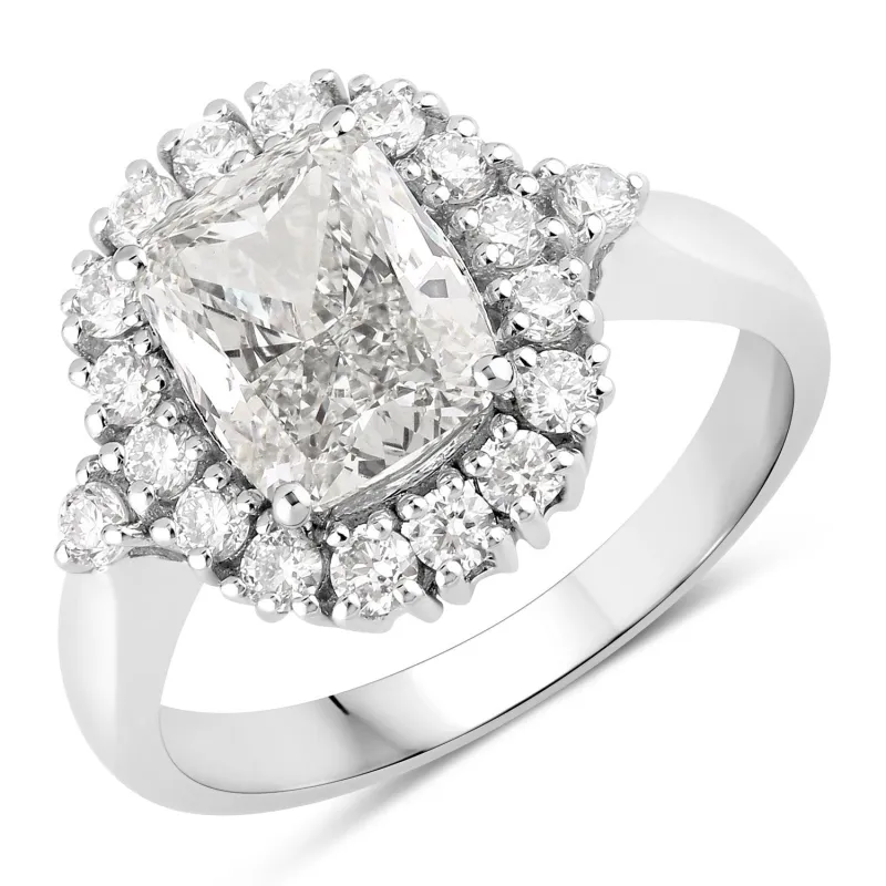 3.07 Ct Cushion Lab Grown Diamond Platinum Halo Bridal Ring made by Zulily