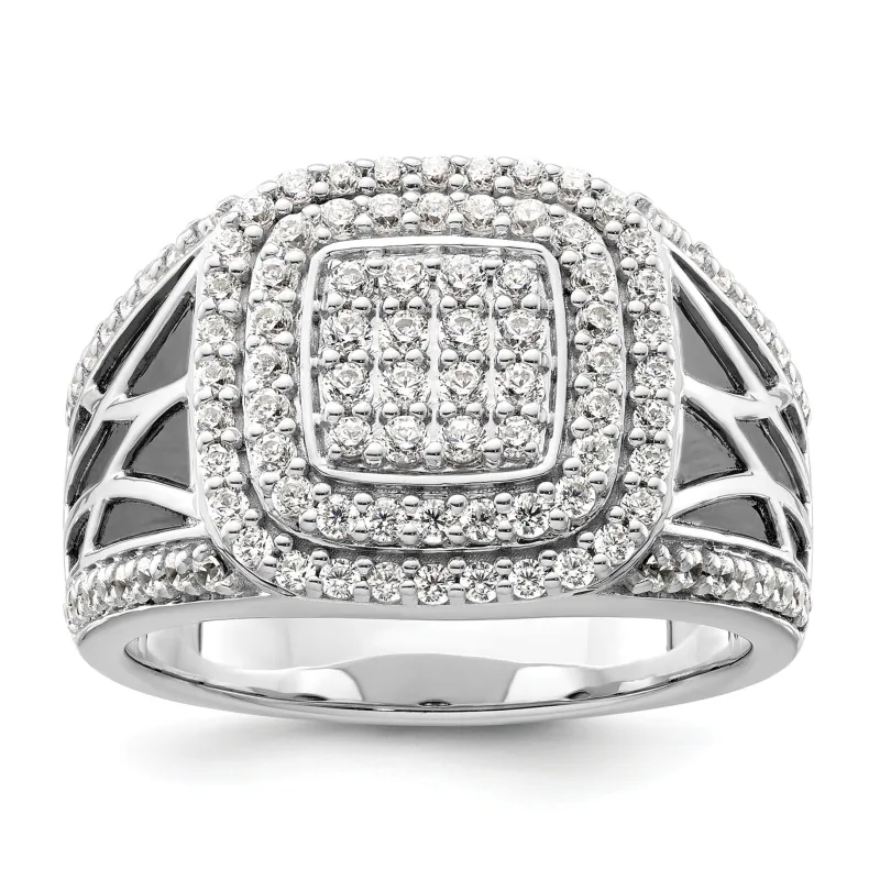 1 1/8 ct Lab Grown Diamond Side Design Men's Halo Ring 14k White Gold made by Zulily