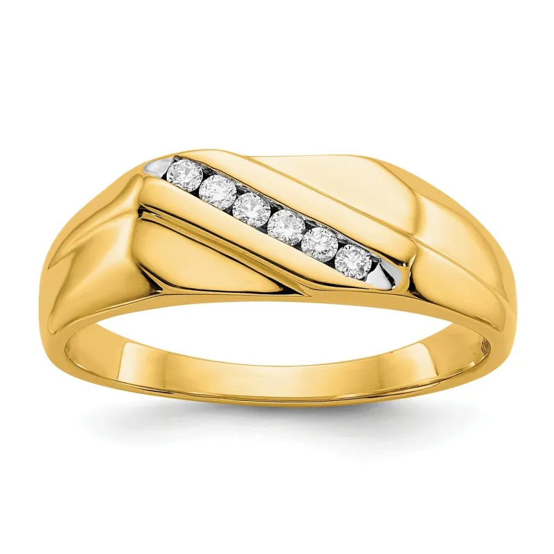 14k Yellow Gold 1/8 ct Lab Grown Diamond Six Stone Men's Ring made by Zulily