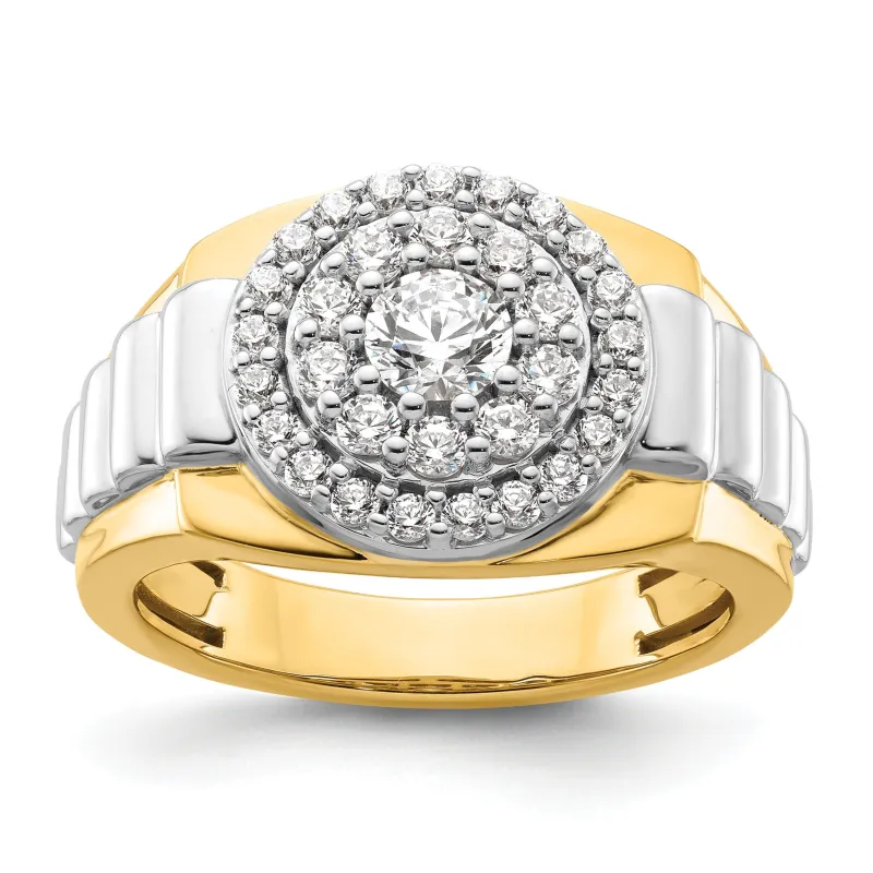 14k Two-Tone 1 1/4 ct Lab Grown Diamond Cluster Men's Ring made by Zulily