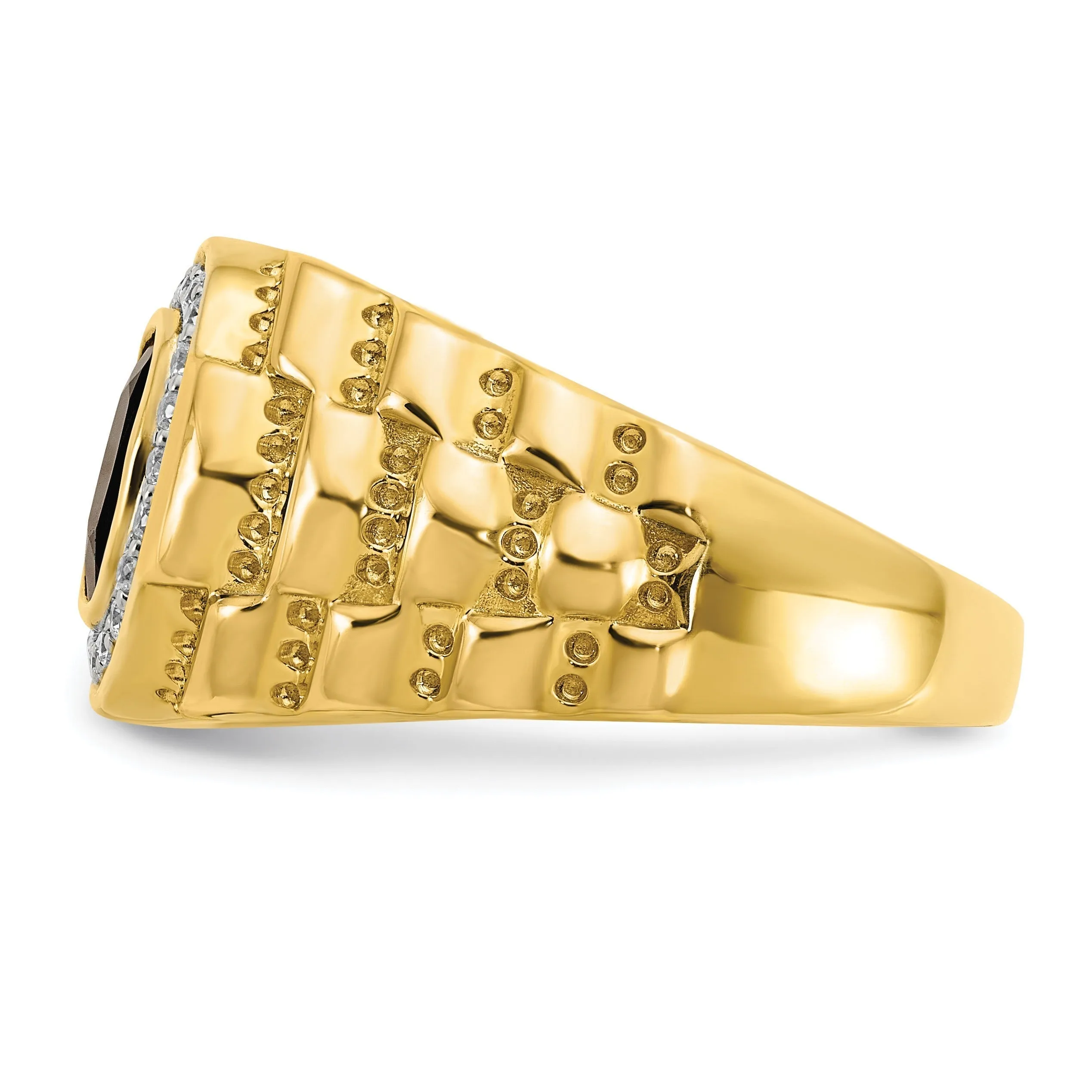 14k Gold 1/4 ct Lab Grown Diamond and Onyx Textured Men's Ring sold by Zulily product image thumbnail 3