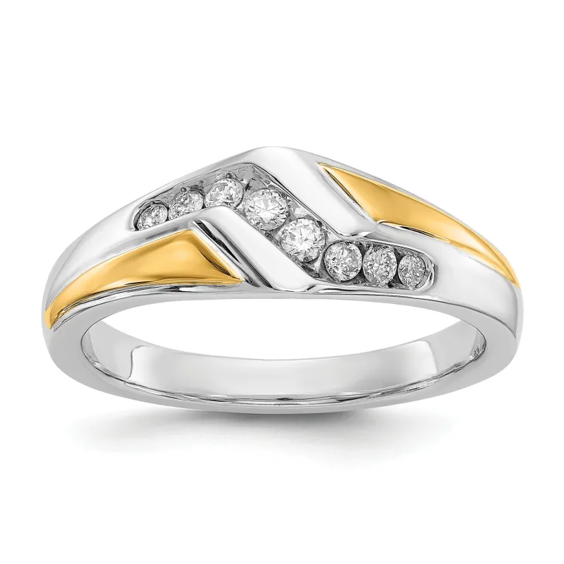 1/4 ct Lab Grown Diamond Men's Wedding Band Ring 14k Two-tone made by Zulily