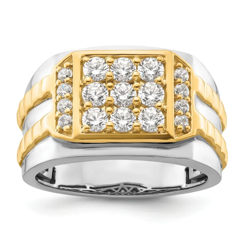 14k Two-Tone 1 1/5 ct Lab Grown Diamond Men's Cluster Ring made by Zulily
