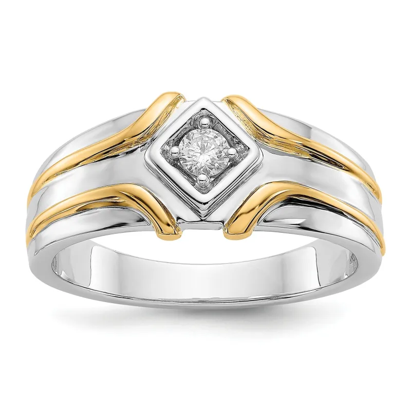 14k Two-Tone Lab Grown Diamond Men's Ring 1/6 ct made by Zulily