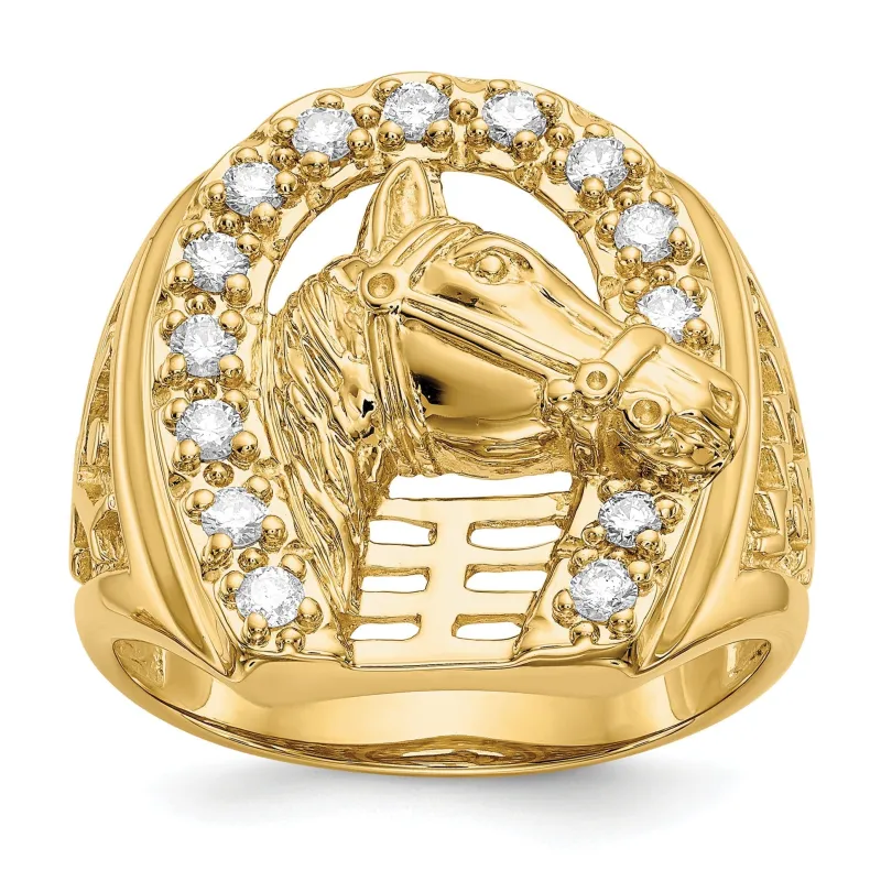 14k Gold 1/2 ct Lab Grown Diamond Horse Men's Ring made by Zulily