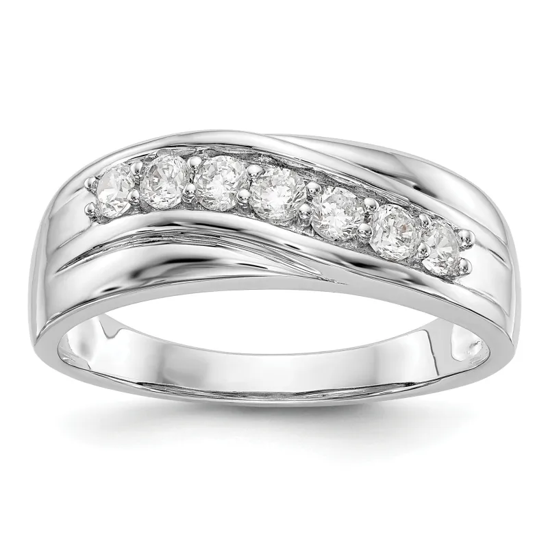 Lab Grown Diamond Seven Stone Men's Ring 14k White Gold 1/2 ct made by Zulily
