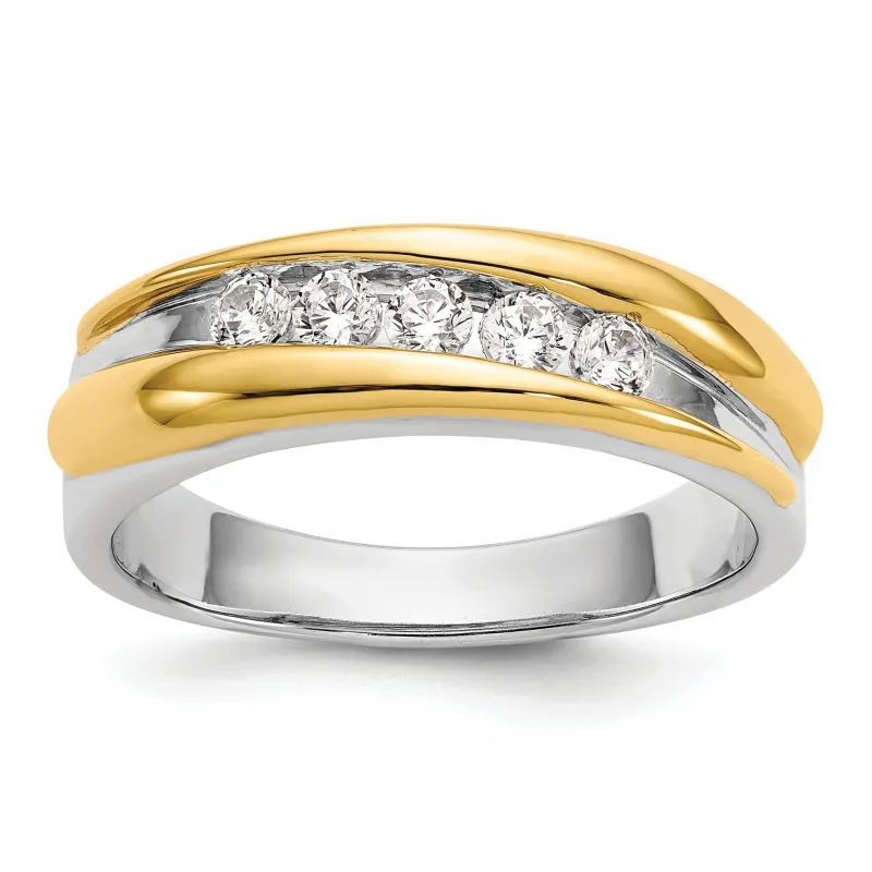 14k Two-tone 3/8 ct Lab Diamond Five Stone Men's Ring made by Zulily