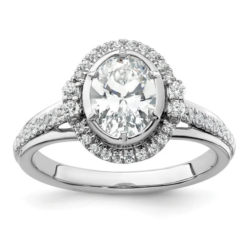 14K White Gold Lab Grown Diamond Semi-Mount Oval Halo Engagement Ring 1/3 Ct made by Zulily