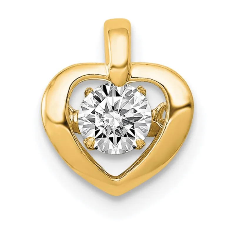 14k Yellow Gold Lab Diamond Heart Solitaire Pendant made by Zulily