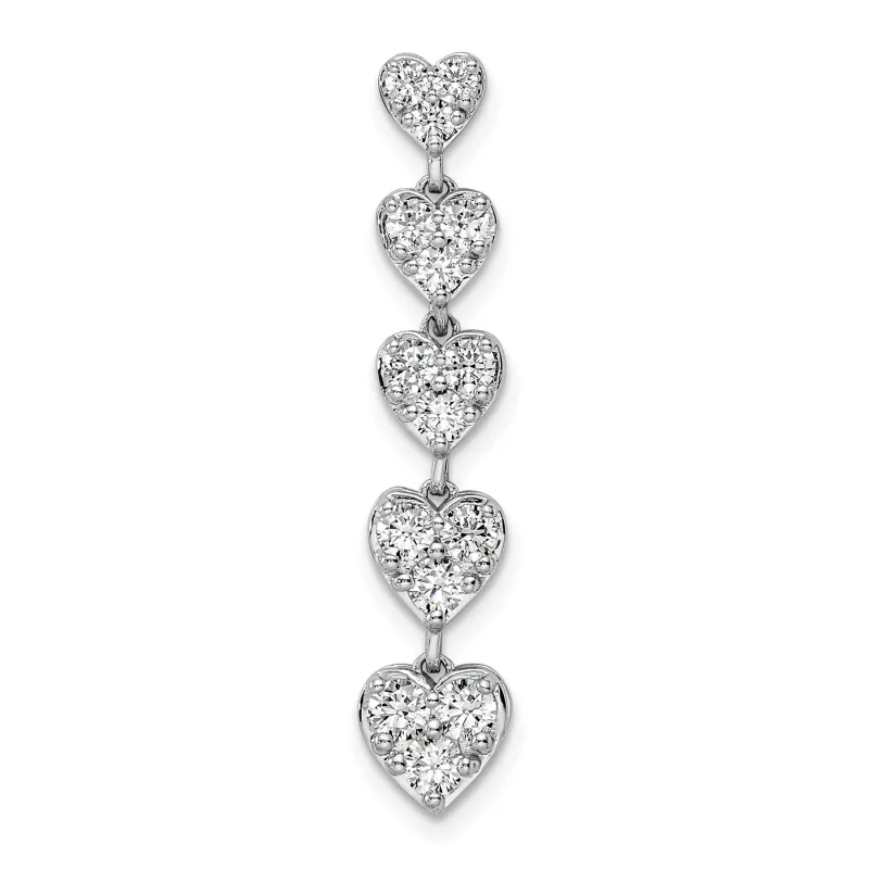1 ct Lab Grown Diamond Five Heart Bar Pendant 14k Gold made by Zulily