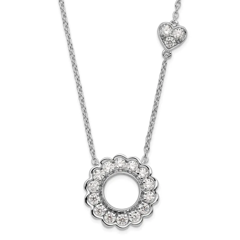 Lab Grown Diamond Heart and Circle Necklace 14k White Gold made by Zulily