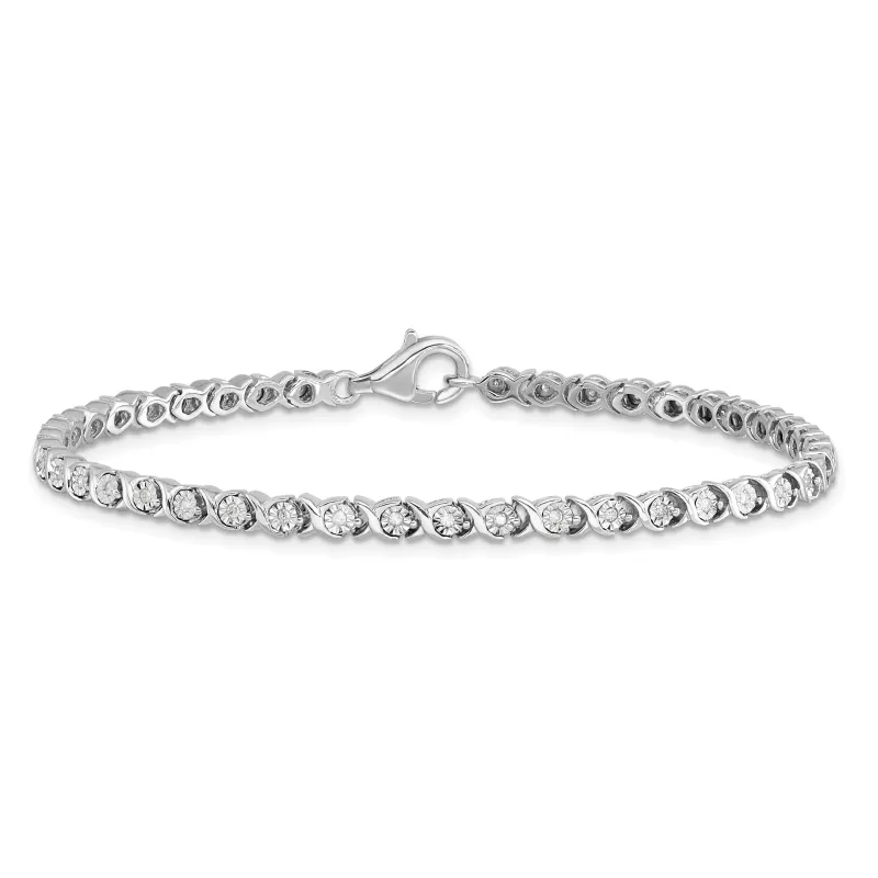 14k White Gold 1/4 carat Lab Diamond 7 inch Fancy Tennis Bracelet made by Zulily