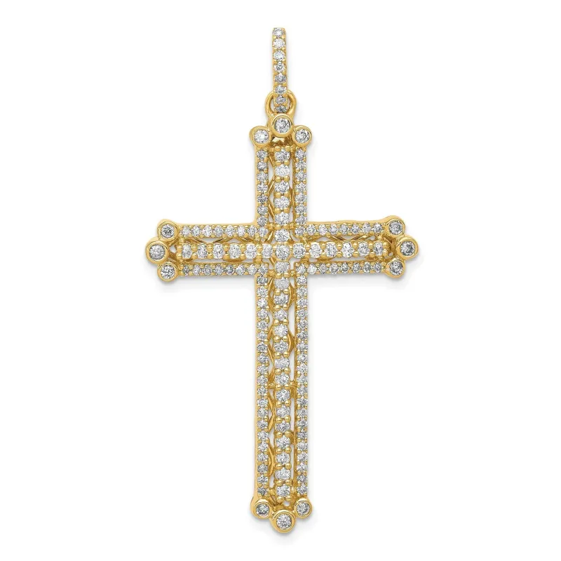 14k Yellow Gold 1 carat Lab Grown Diamond Cross Pendant made by Zulily
