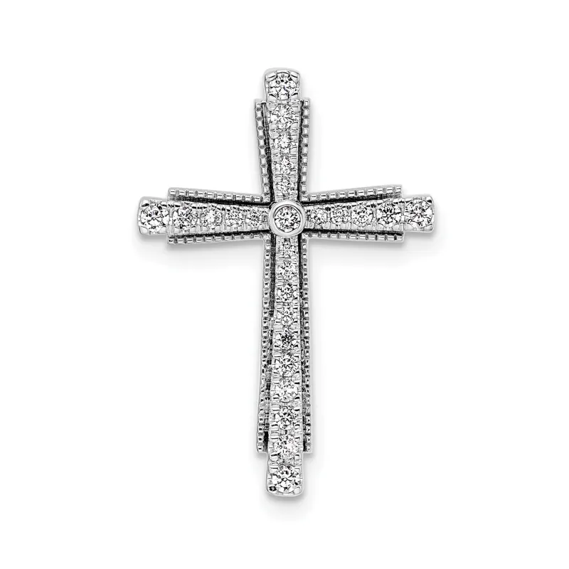 14k White Gold Lab Grown Diamond Cross Chain Slide Pendant 1/4 carat made by Zulily