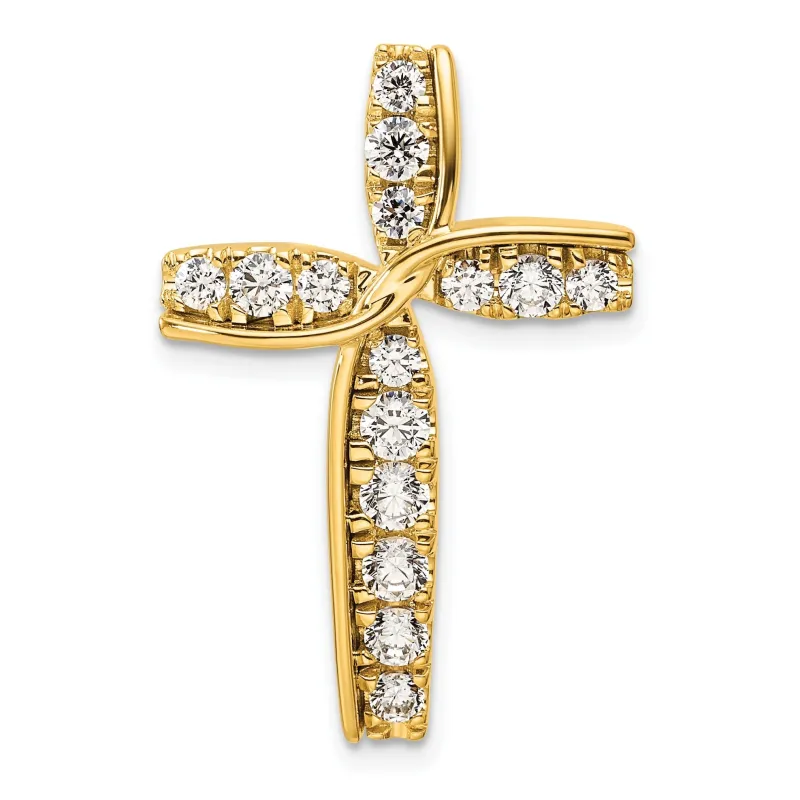 14k Yellow Gold Lab Grown Diamond Cross Chain Slide Pendant made by Zulily
