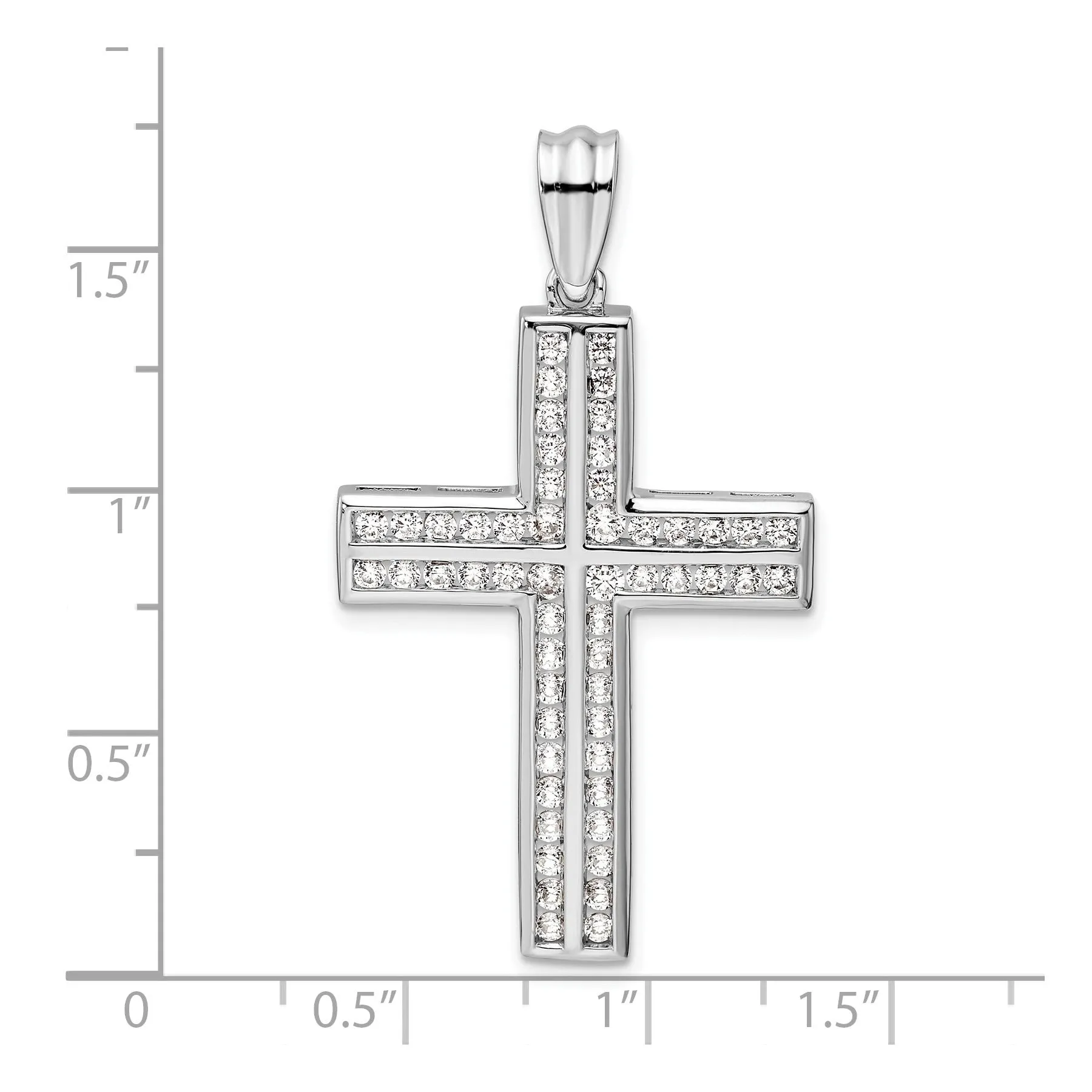 14k White Gold 1 carat Lab Grown Diamond Double Cross Pendant sold by Zulily product image thumbnail 4