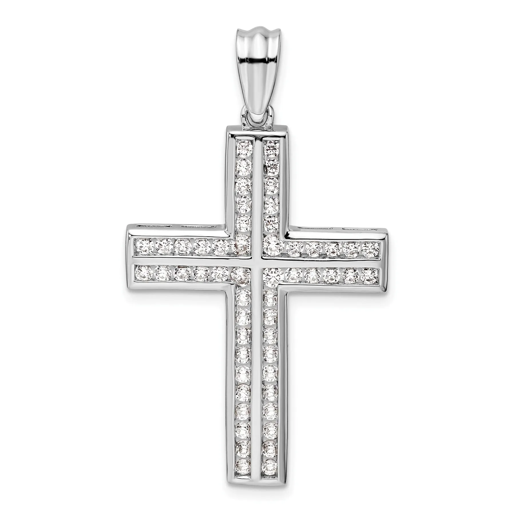 14k White Gold 1 carat Lab Grown Diamond Double Cross Pendant sold by Zulily