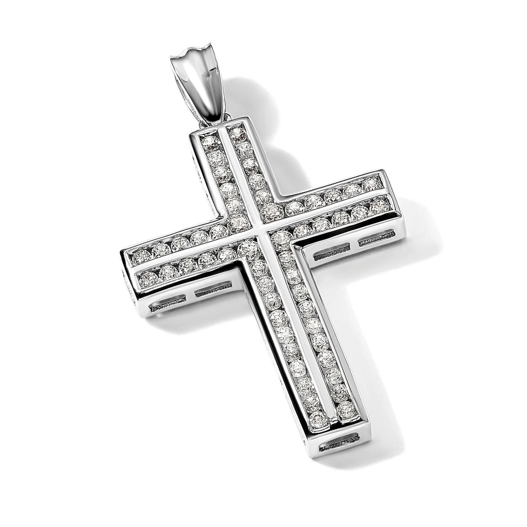 14k White Gold 1 carat Lab Grown Diamond Double Cross Pendant sold by Zulily product image thumbnail 5