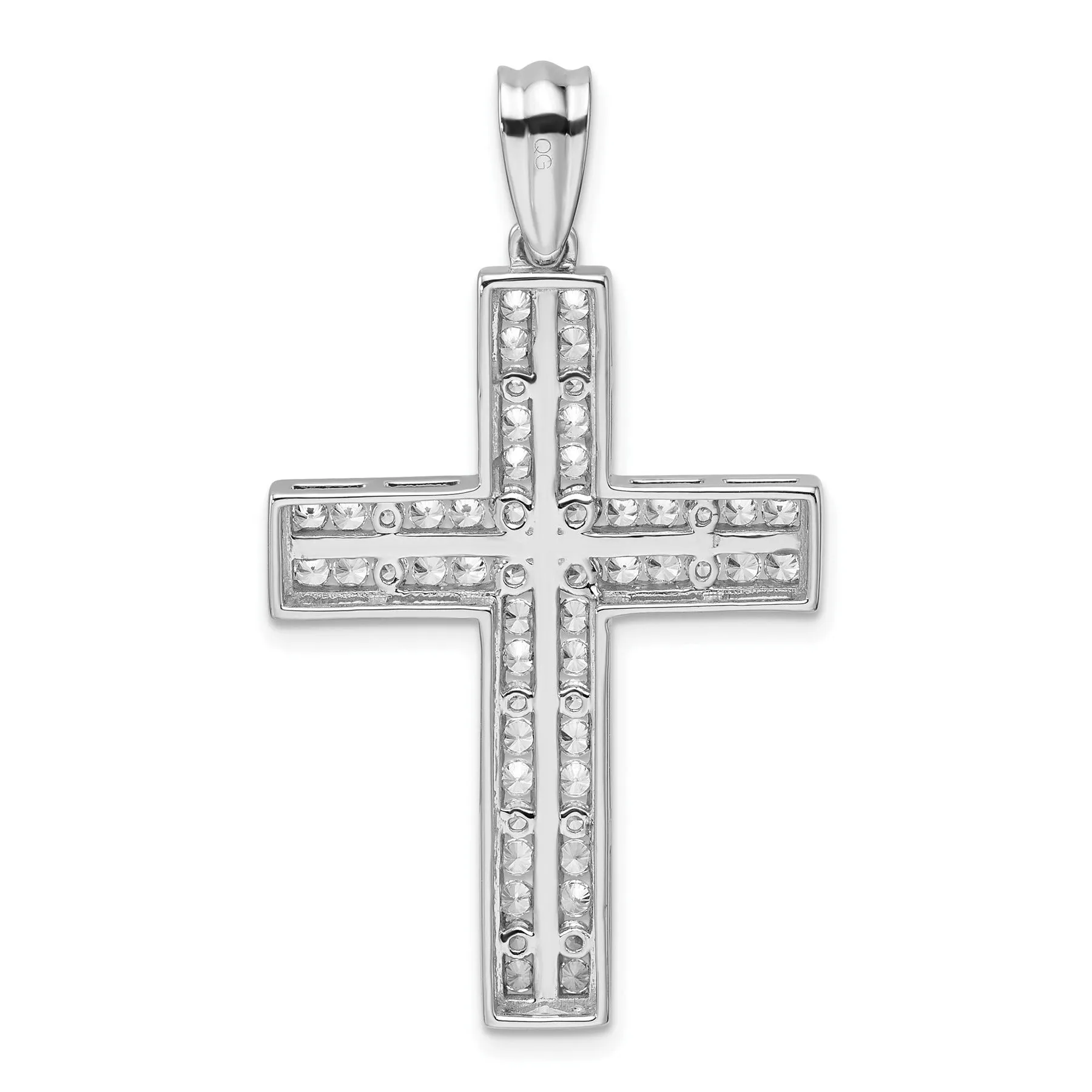 14k White Gold 1 carat Lab Grown Diamond Double Cross Pendant sold by Zulily product image thumbnail 3