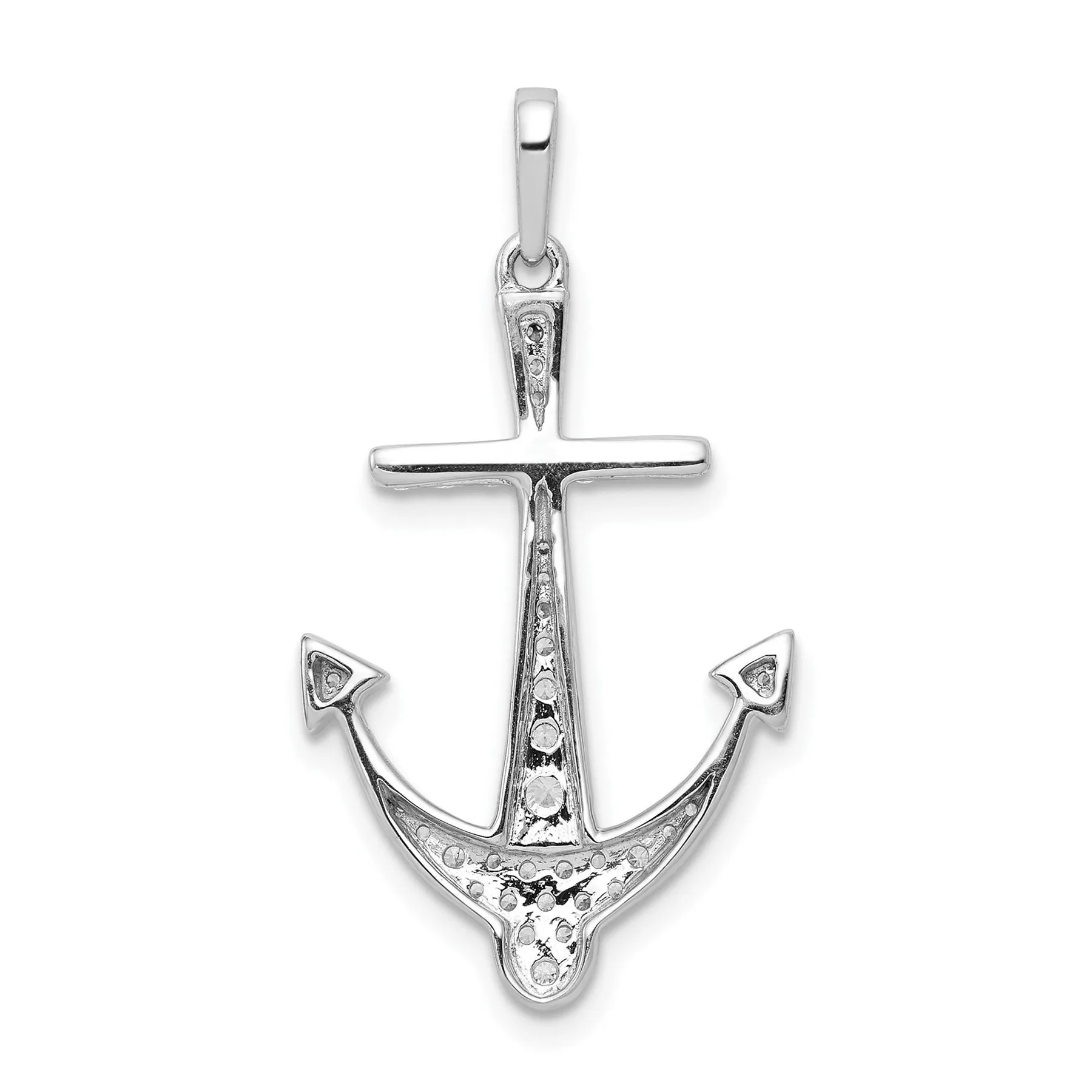 14k White Gold 1/4 carat Lab Grown Diamond Anchor Pendant sold by Zulily product image thumbnail 3