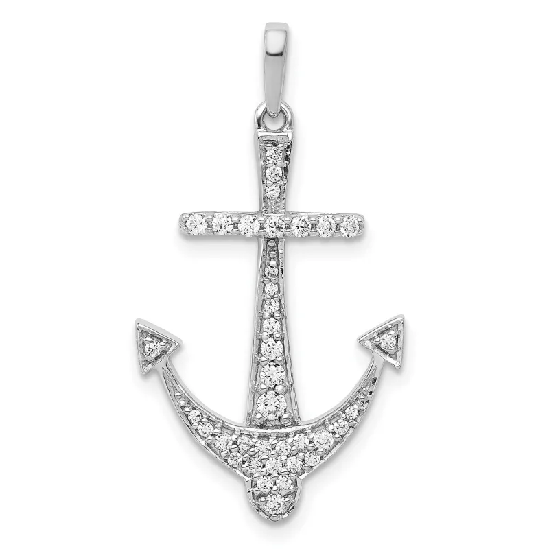 14k White Gold 1/4 carat Lab Grown Diamond Anchor Pendant made by Zulily