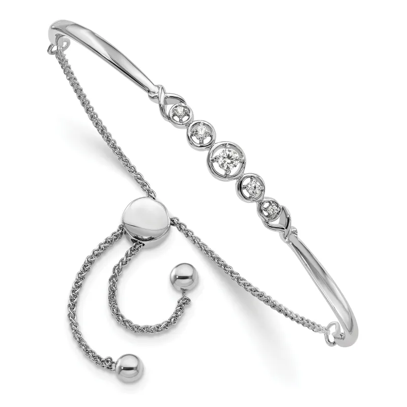 14k White Gold Lab Grown Diamond Bolo Adjustable Bracelet made by Zulily