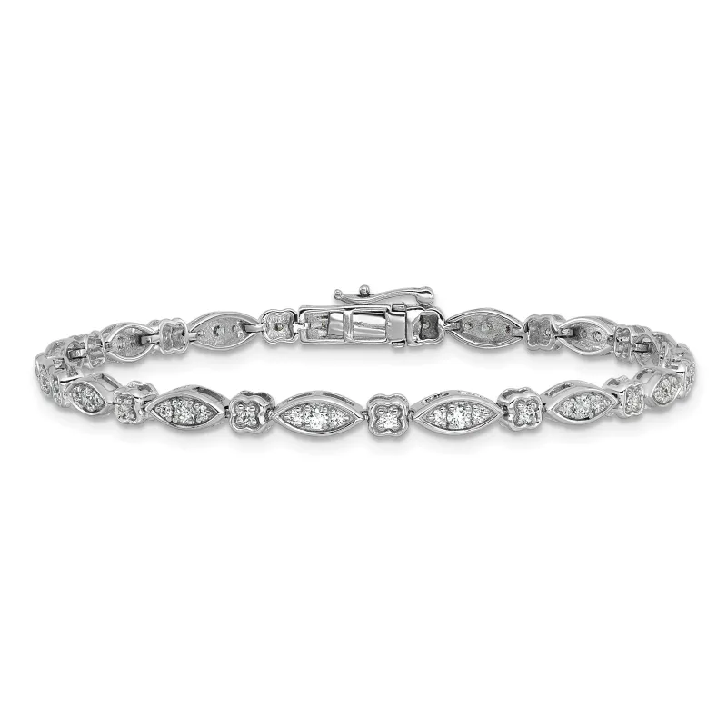 14k White Gold 1 carat Lab Grown Diamond 7 inch Fancy Bracelet made by Zulily