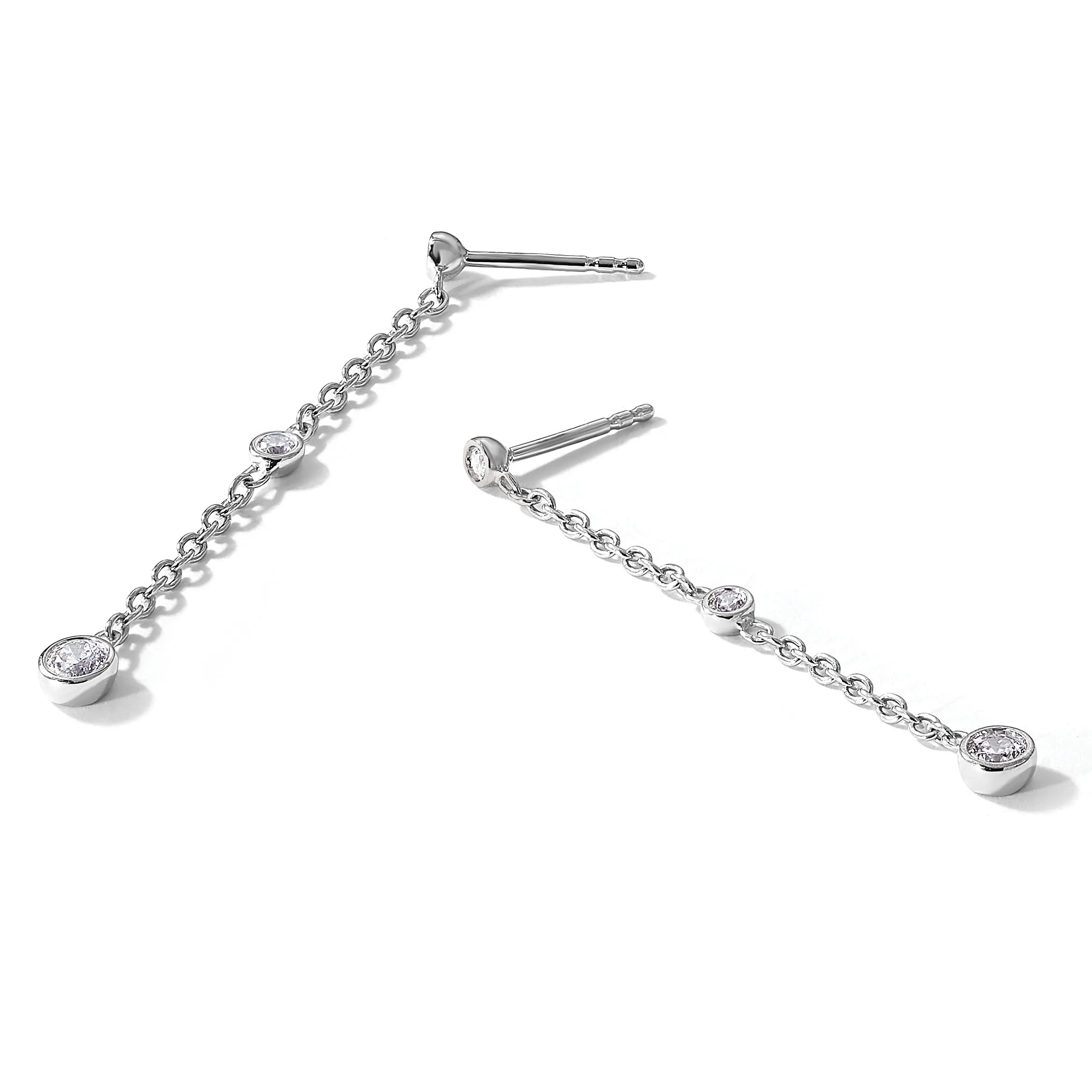 14K Gold Lab Diamond Graduated Dangle Hanging Earrings sold by Zulily product image thumbnail 3