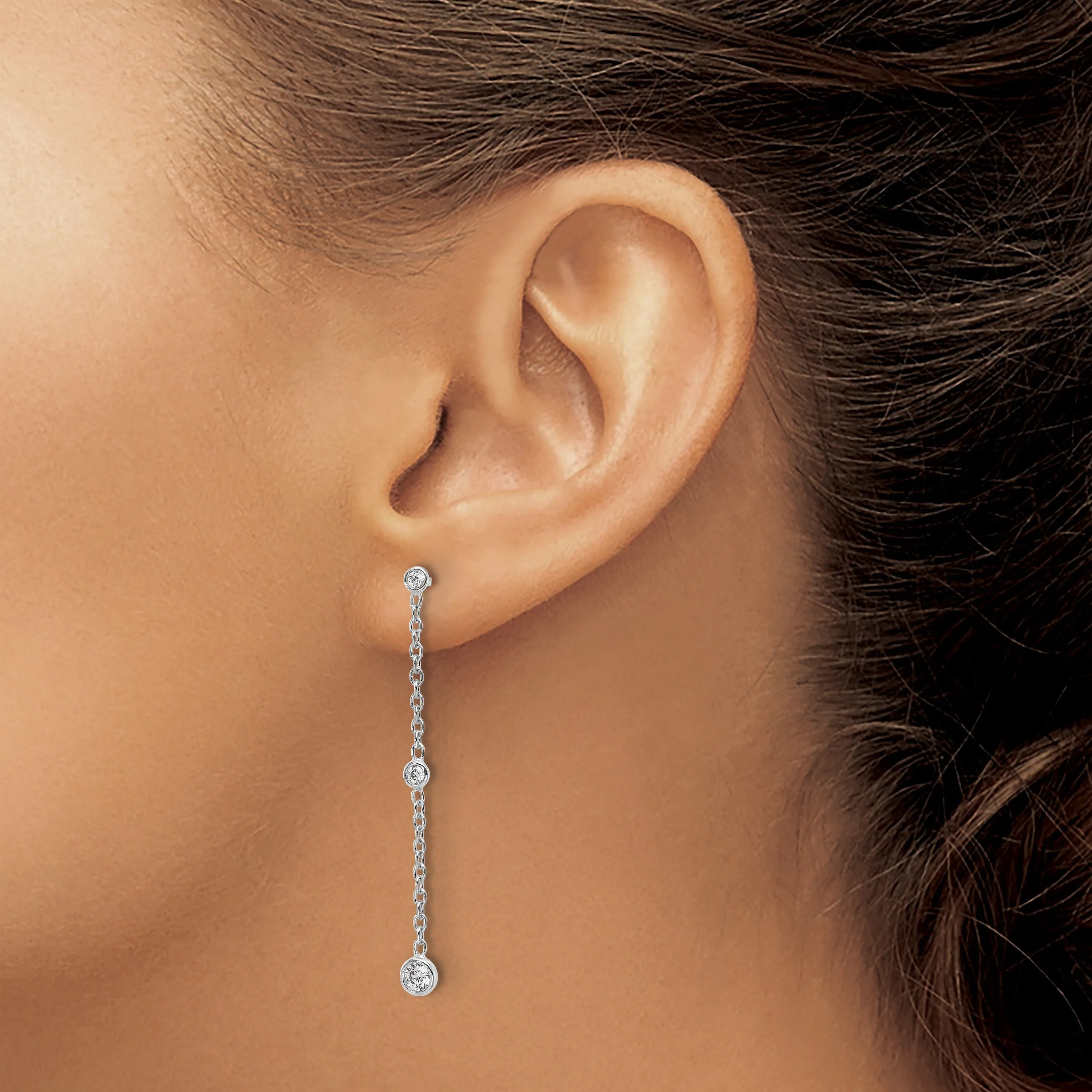 14K Gold Lab Diamond Graduated Dangle Hanging Earrings sold by Zulily product image thumbnail 4