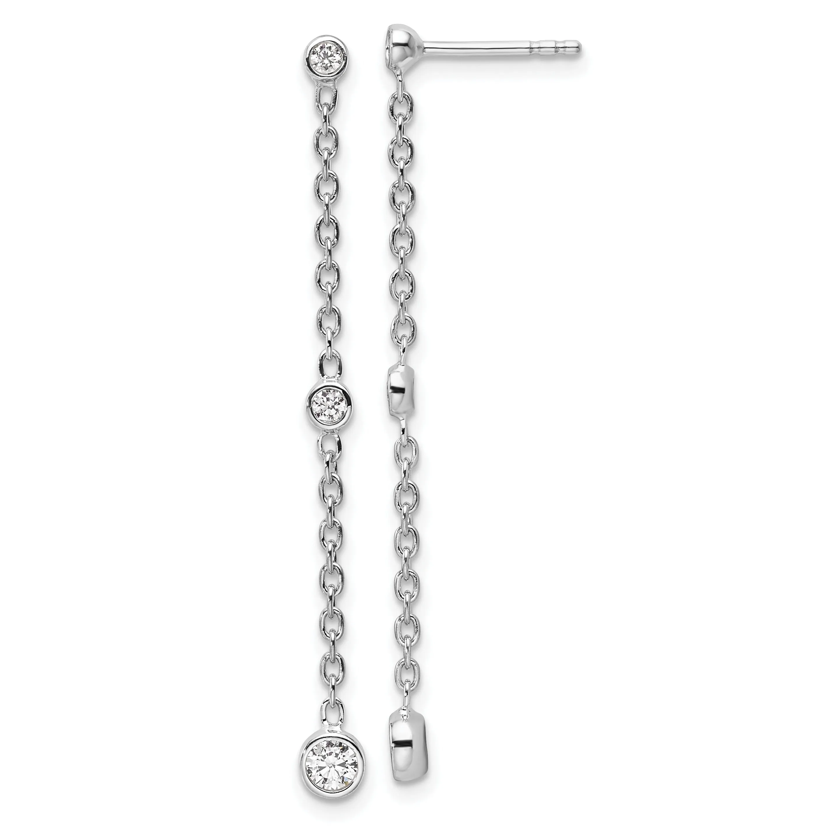 14K Gold Lab Diamond Graduated Dangle Hanging Earrings sold by Zulily