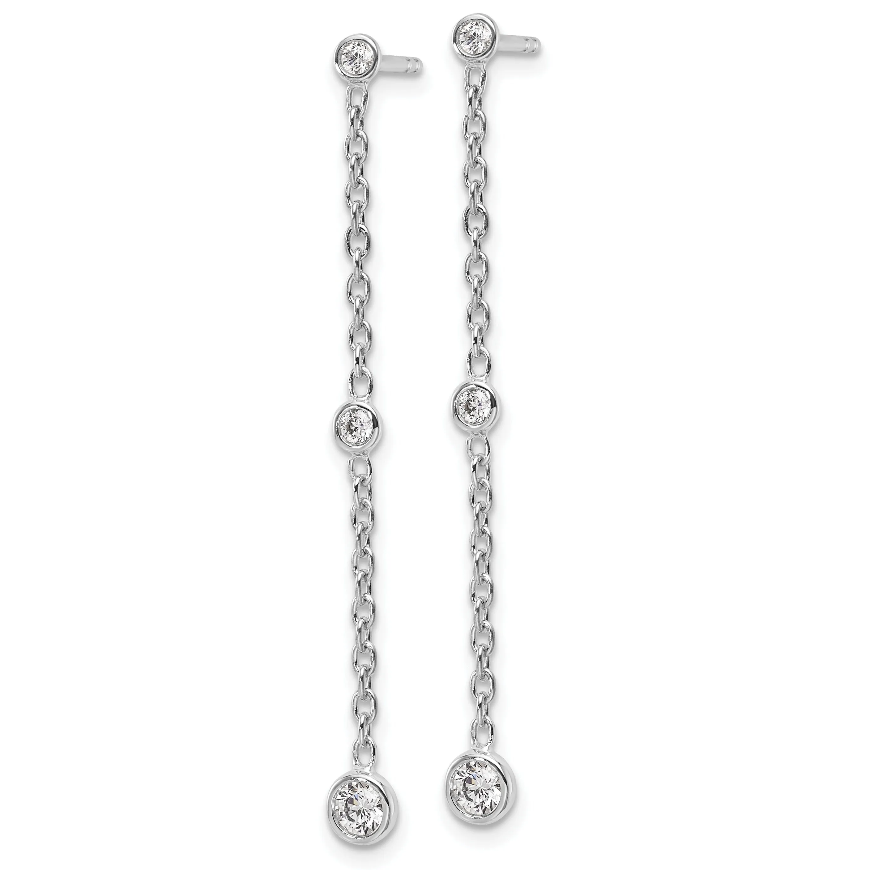 14K Gold Lab Diamond Graduated Dangle Hanging Earrings sold by Zulily product image thumbnail 2