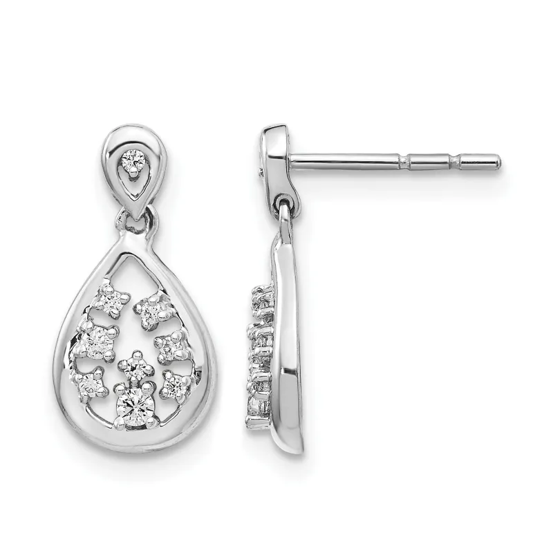14k White Gold Lab Grown Diamond Dangle Teardrop Post Earrings made by Zulily