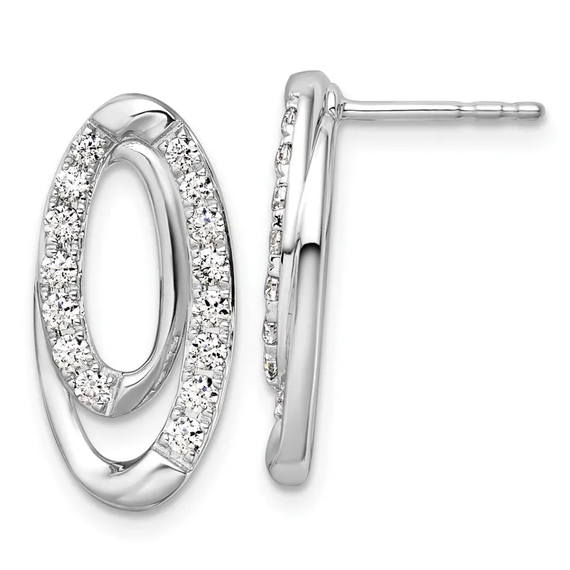 14k White Gold Lab Grown Diamond Oval Earrings made by Zulily