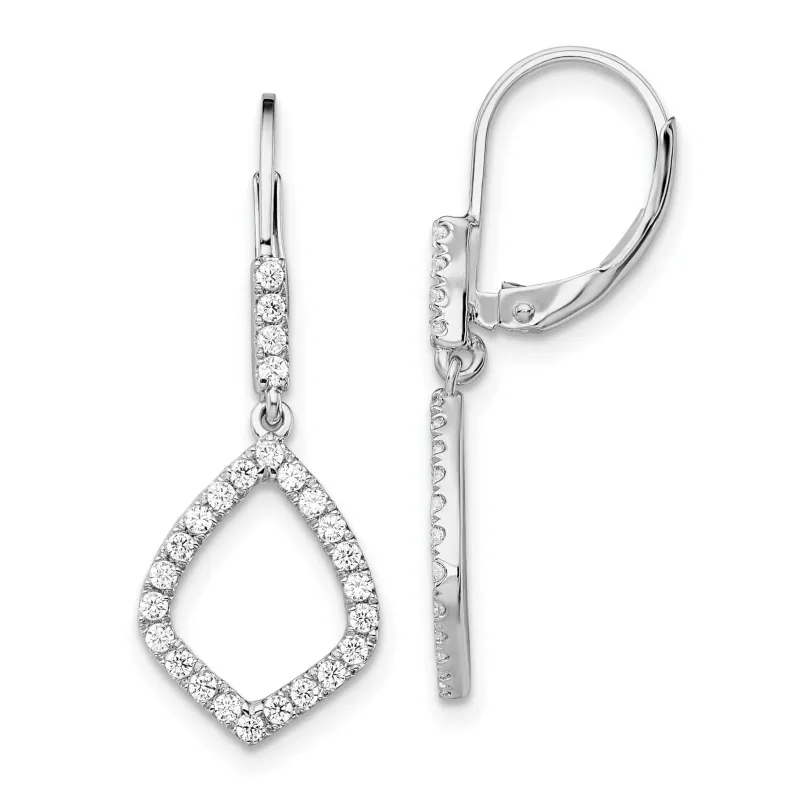 14k White Gold Lab Diamond Fashion Dangle Leverback Earrings made by Zulily