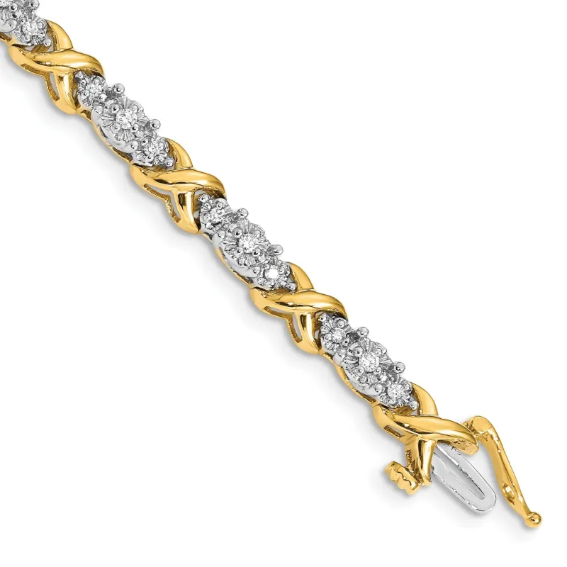 14k Two-Tone 1/2 carat Lab Grown Diamond X Fancy Bracelet made by Zulily