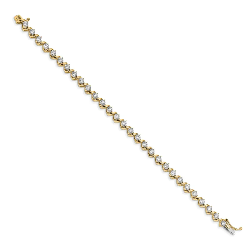 14k Yellow Gold Lab Grown Diamond Fancy Tennis Bracelet made by Zulily