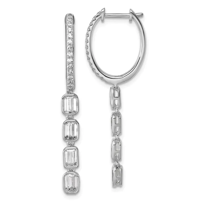 14K White Gold Lab Grown Diamond Dangle Hoop Earrings made by Zulily