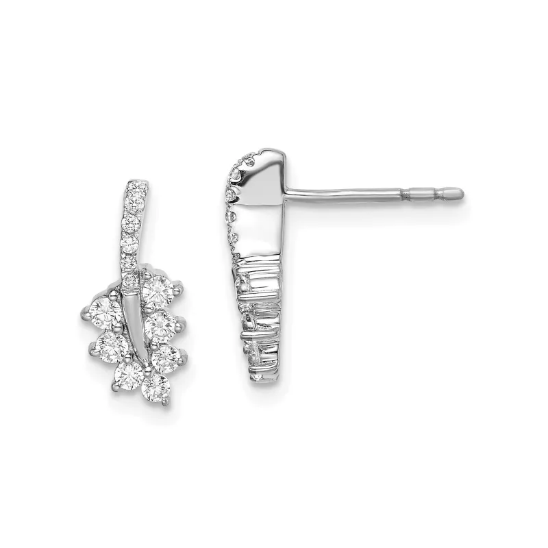 14k White Gold Lab Grown Diamond Leaf Post Earrings 0.37 Ct made by Zulily
