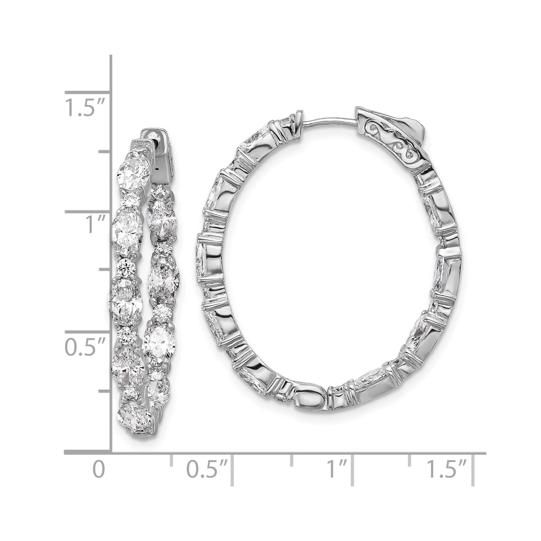14K White Gold Lab Grown Diamond Oval In and Out Hoop Earrings sold by Zulily product image thumbnail 5