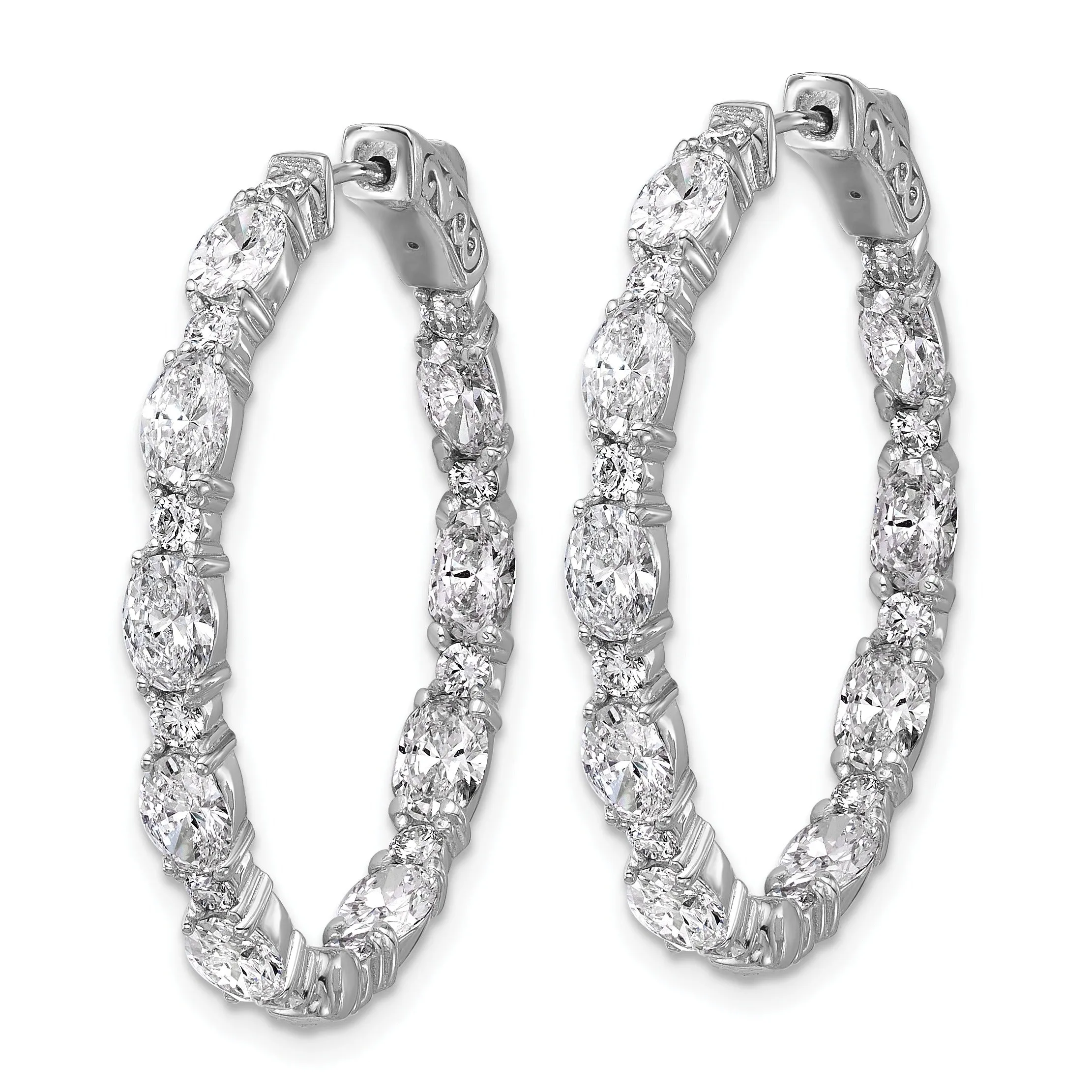 14K White Gold Lab Grown Diamond Oval In and Out Hoop Earrings sold by Zulily product image thumbnail 3