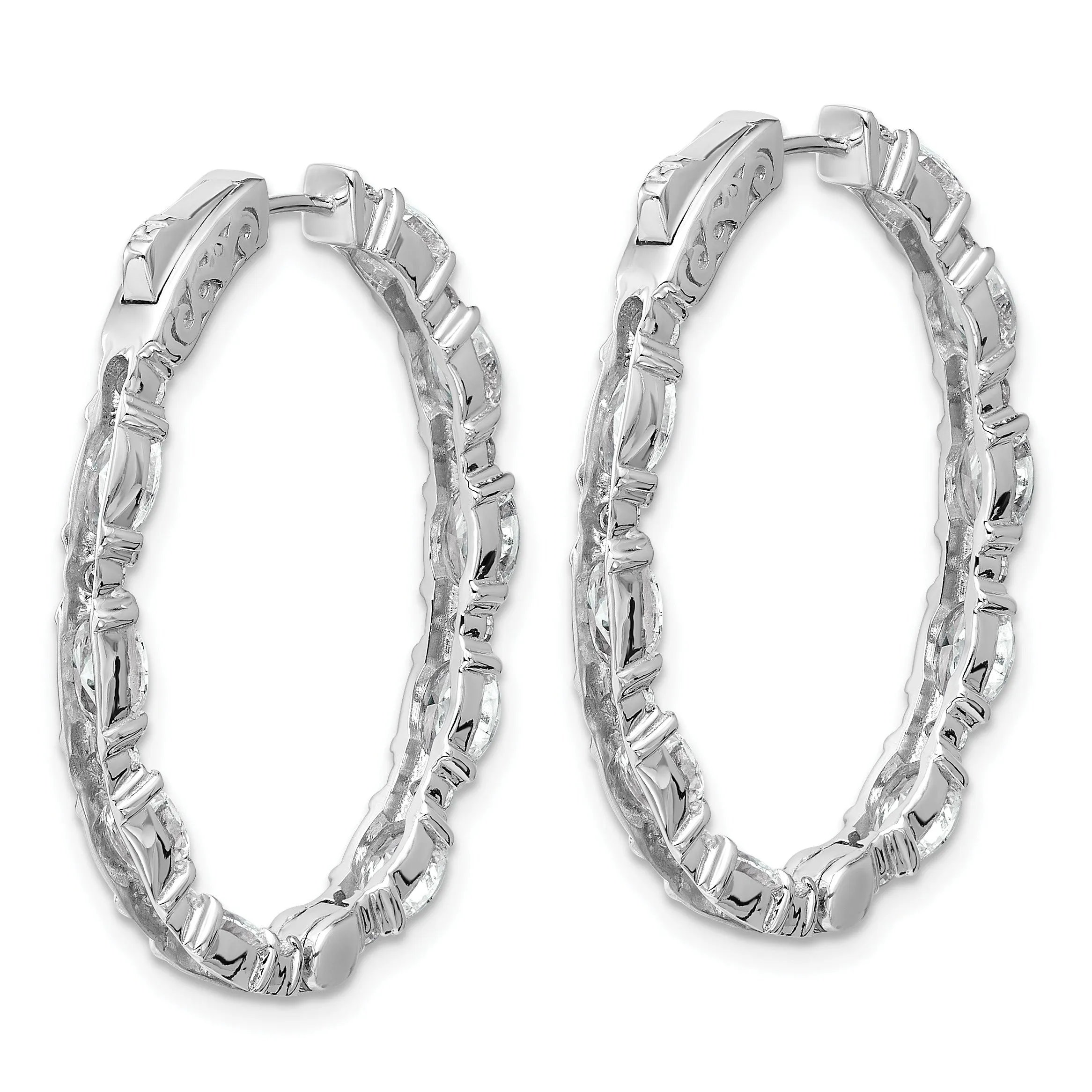 14K White Gold Lab Grown Diamond Oval In and Out Hoop Earrings sold by Zulily product image thumbnail 4