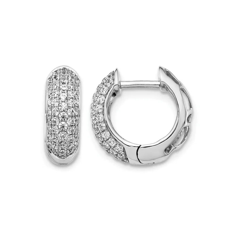 Lab Grown Diamond Hinged Hoop Cluster Earrings 14k White Gold 0.75 Ct made by Zulily