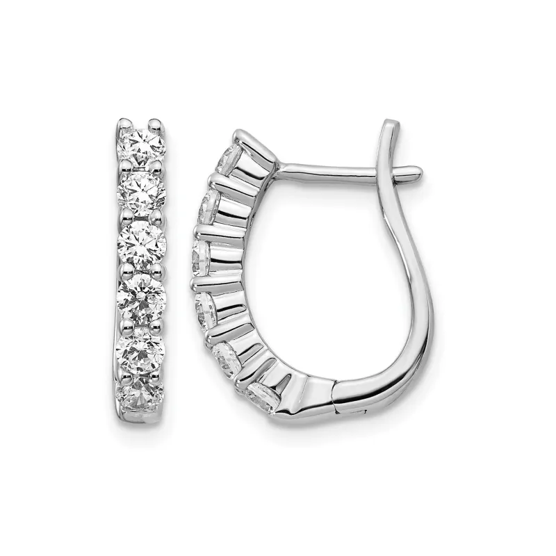 14k White Gold Lab Grown Diamond Hinged Hoops Earrings 1 Ct made by Zulily