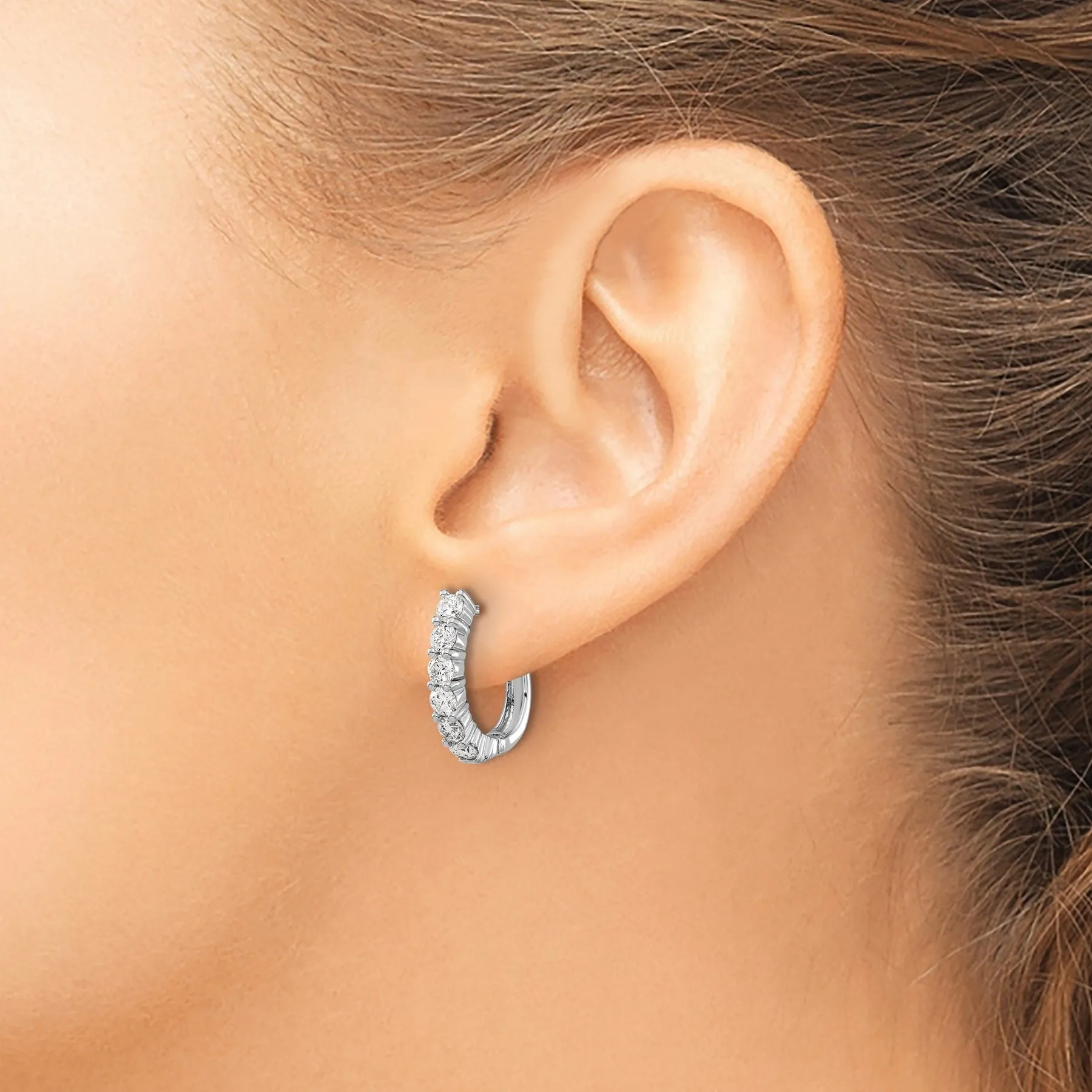 14k White Gold Lab Grown Diamond Hinged Hoops Earrings 1 Ct sold by Zulily product image thumbnail 2