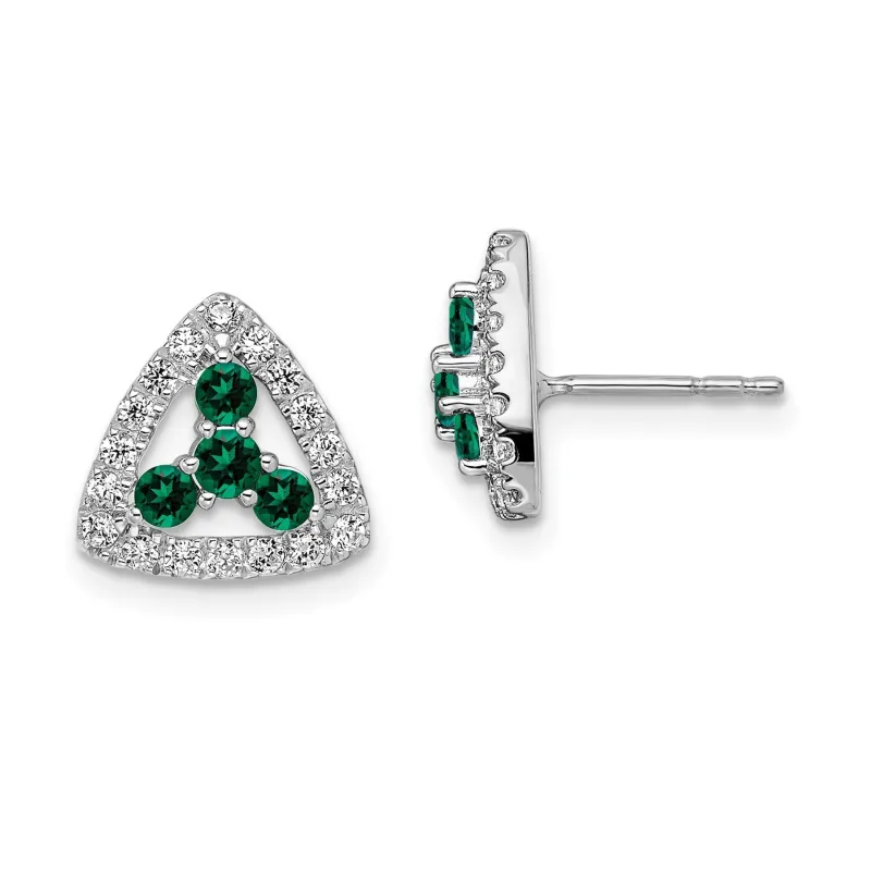 14k Gold Lab Grown Diamond & Created Emerald Triangle Stud Earrings 3.75 Ct made by Zulily